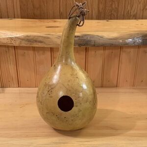 Handmade Natural Gourd Birdhouse in Pale Yellow